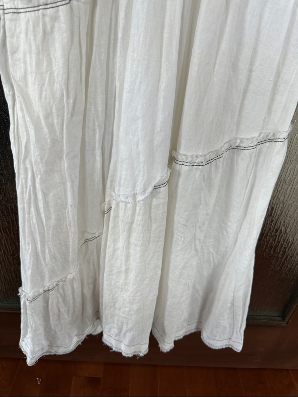 Anthropologie V-Neck Corset Midi Shirt Dress white W/black trim size Medium NWT - Picture 4 of 9